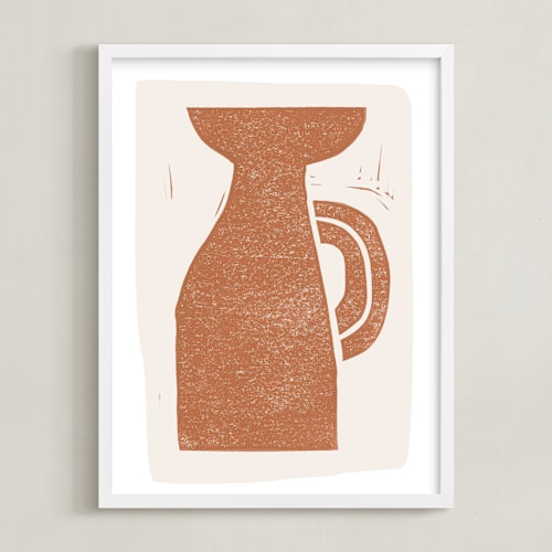 This is a terracotta art by Maja Cunningham called linocut: vessel study iii