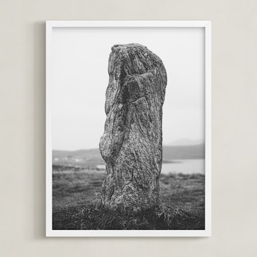This is a black and white art by Kamala Nahas called standing stones iii