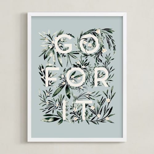 This is a sky blue art by Gwen Bedat called go for it