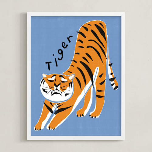This is a tangerine art by Inkblot Design called tiger yoga