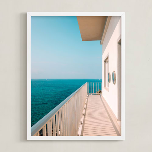 This is a seaside turquoise art with standard by Alicia Abla called two portholes