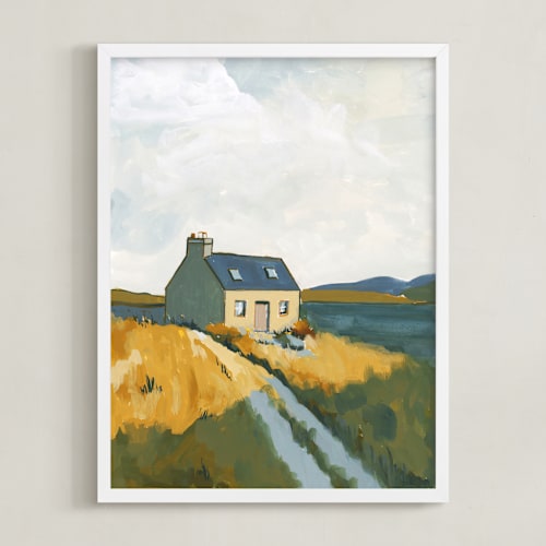 This is a meadow green art with standard by Lucrecia Caporale called serenity by the lake 1