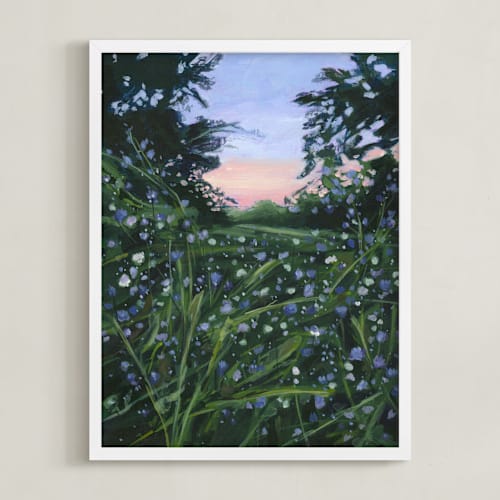 This is a dark emerald green art by Weronika Zubek called wildflowers at dusk