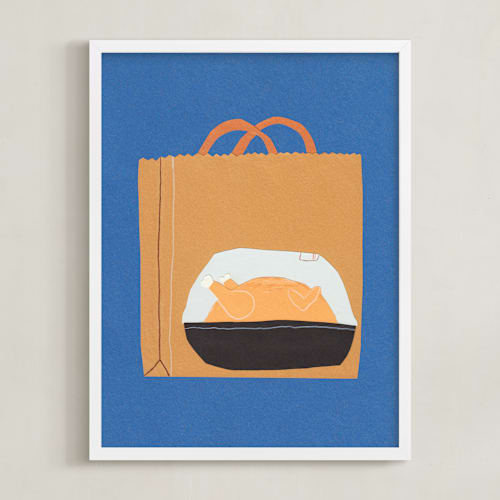 This is a navy blue art by Elliot Stokes called rotisserie chicken