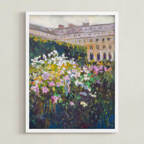This is a garden green art with standard by Jacquelyn Sloane Siklos called in the garden of the palais royale