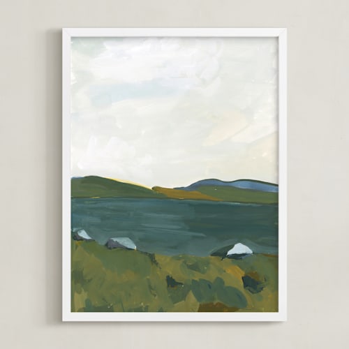 This is a meadow green art with standard by Lucrecia Caporale called serenity by the lake 2