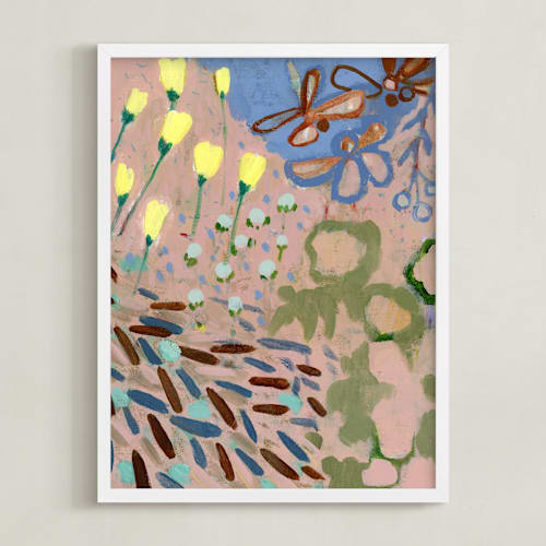 This is a khaki green art with standard by Shina Choi called blooms by the pond 1