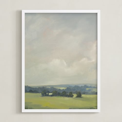 This is a grey blue art by Stephanie Goos Johnson called rosy tomorrow i