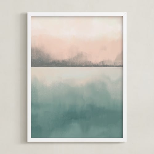 This is a peaceful blue art with standard by Haley Fischer called misty marsh ii