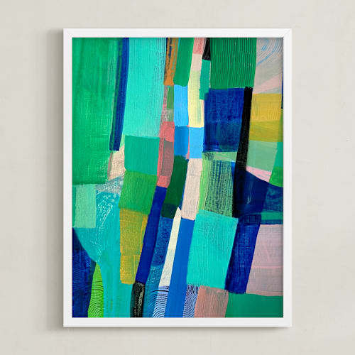 This is a turquoise art by Poppy Dodge called tomales road: aerial pastures