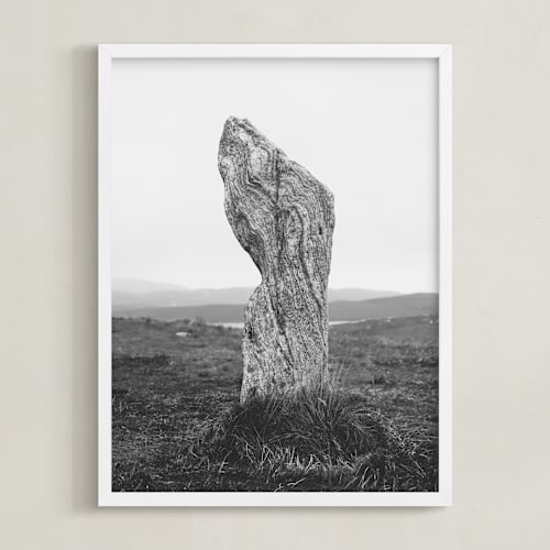 This is a black and white art by Kamala Nahas called standing stones ii
