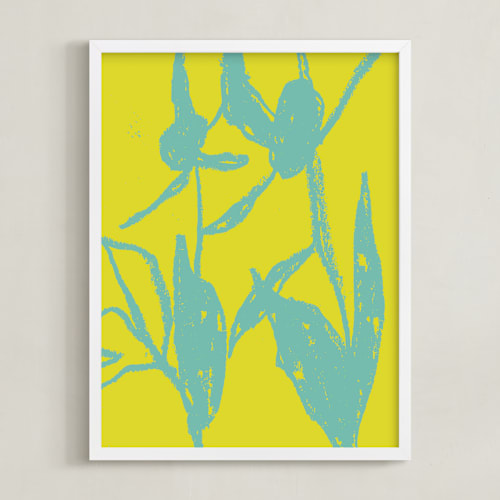 This is a chartreuse art by Alicia Schultz called flower shapes 1