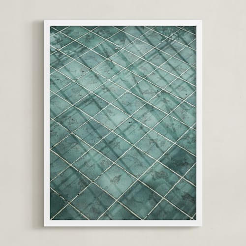 This is a teal green art by Van Tsao called weaves of shadows ii