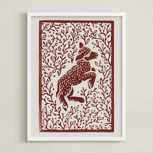 This is a rust art by Ash Weaver called lamb linocut