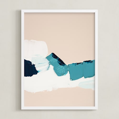 This is a dark turquoise blue art by Caryn Owen called hidden beach diptych i