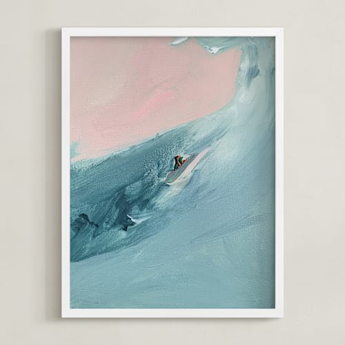 This is a light turquoise blue art by Caryn Owen called santa cruz surfer