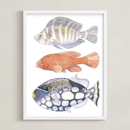 This is a tangerine art with standard by Natalie Groves called three fish