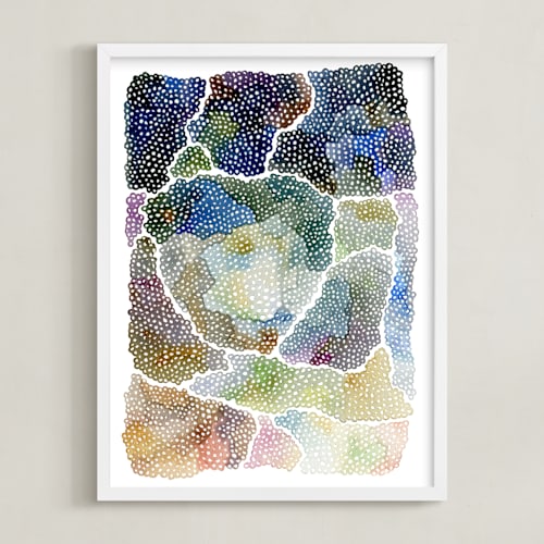 This is a steel blue art with standard by Kelly Place called freckle topography