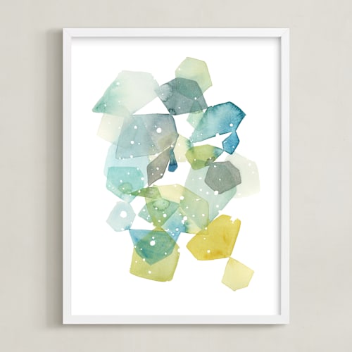 This is a turquoise art with standard by Yao Cheng Design called hexagon with dots in blue