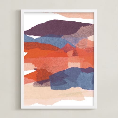 This is a coral & denim art by Carrie Moradi called mountain sunset two