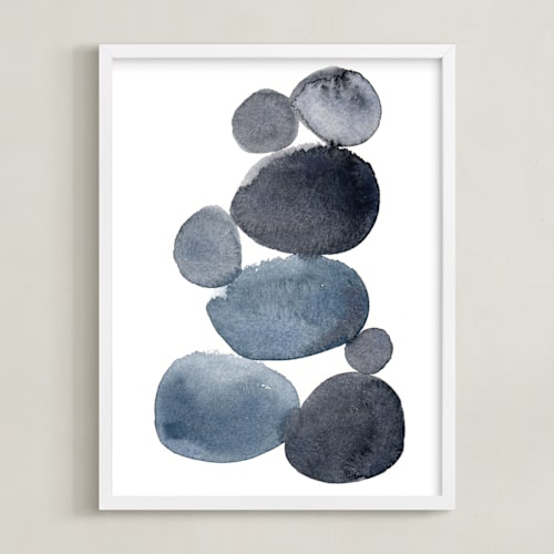 This is a indigo blue art with standard by Kelly Witmer called stone pile