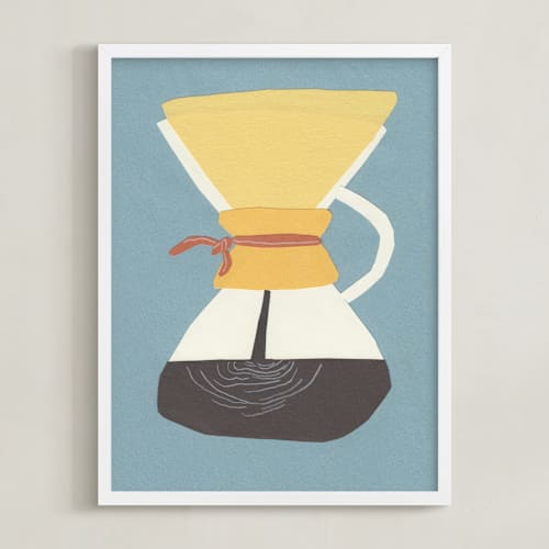 This is a kitchen tile teal art by Elliot Stokes called coffee maker