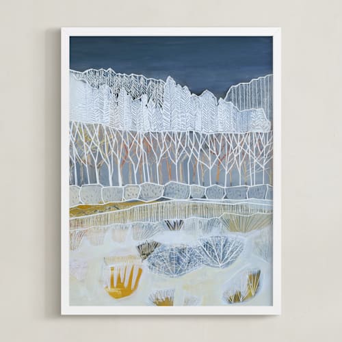 This is a white woods art with standard by Sarah Fitzgerald called white woods
