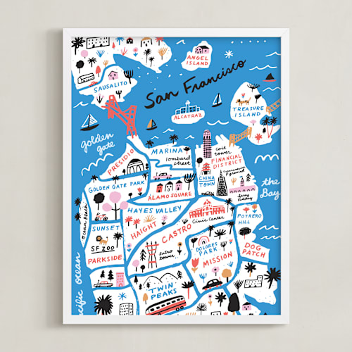 This is a sea blue art by Jordan Sondler called i love san francisco