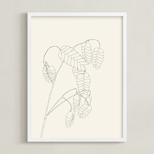 This is a black on white art by Jorey Hurley called grass with seeds