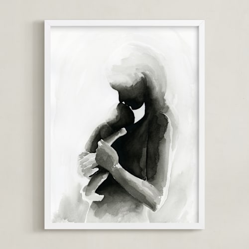 This is a calming grey art with standard by Kate Ahn called every mother counts mother and baby
