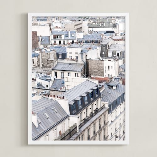 This is a blue art by Anna Argiropoulos called dancing rooftops