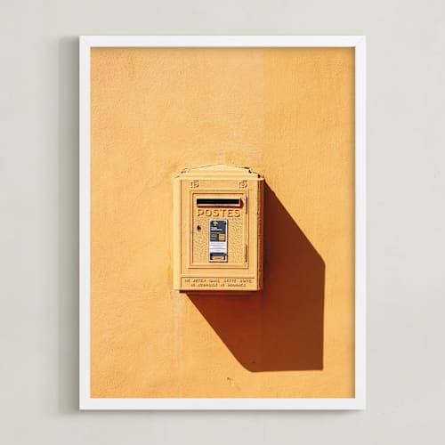 This is a bright yellow art by lulu and isabelle called la poste