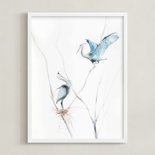 This is a heron blue art with standard by Annie Moran called heron's nest