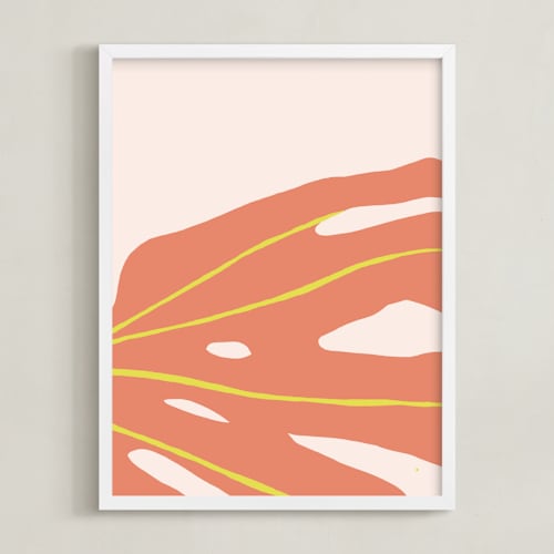 This is a coral art with standard by Alicia Schultz called monstera abstract