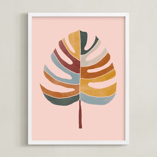 This is a pink art with standard by lulu and isabelle called chic monstera