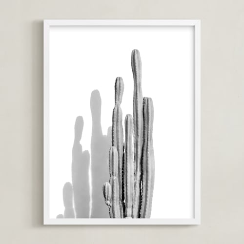 This is a calming grey art by Lisa Sundin called palm desert cactus