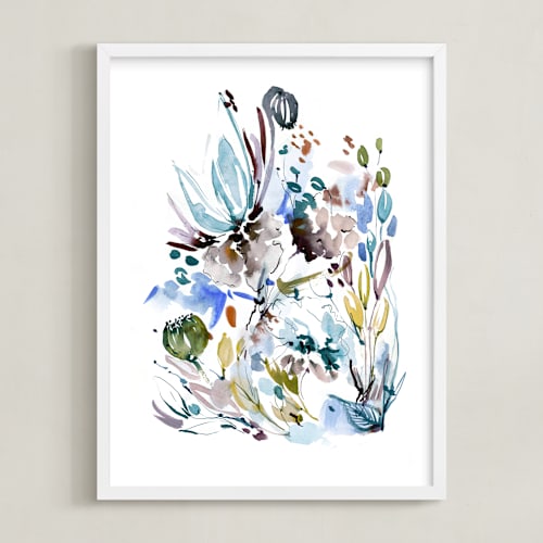 This is a blue art with standard by Sara Berrenson called awakening 4