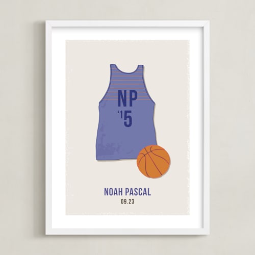 This is a blue personalized art for kids with standard by Tyler Tea called b-ball