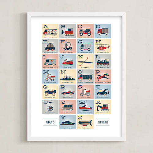 This is a brick personalized art for kids by Erica Krystek called alphabet in motion