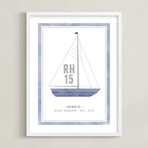 This is a ocean personalized art for kids with standard by cambria called sailboat co.