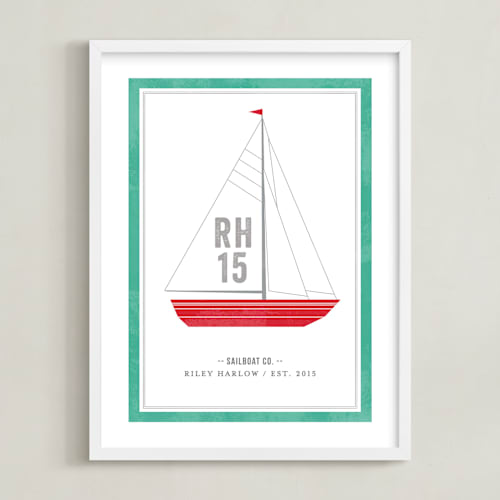 This is a cherry personalized art for kids by cambria called sailboat co.