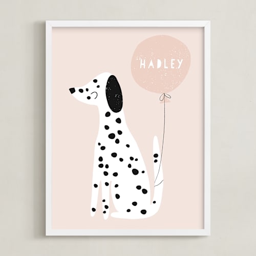 This is a blush personalized art for kids by Angela Thompson called dalmatian