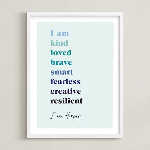 This is a winter personalized art for kids with standard by Nazia Hyder called positive affirmations