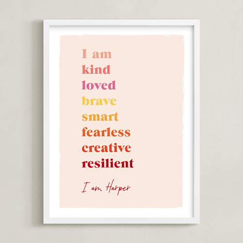 This is a hibiscus personalized art for kids by Nazia Hyder called positive affirmations