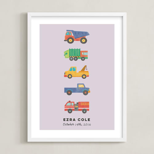 This is a lavender personalized art for kids by peetie design called lets go
