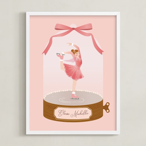 This is a ballerina pink personalized art for kids by Jennifer Lew called ice dance