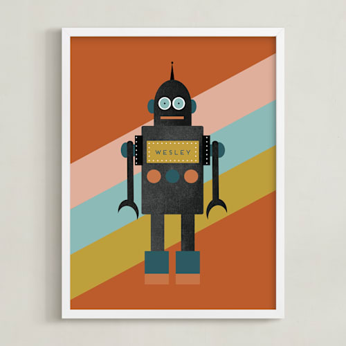This is a pumpkin personalized art for kids with standard by Morgan Kendall called retro robot