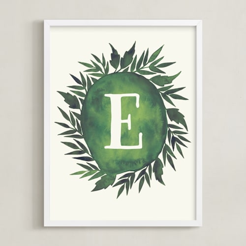 This is a leaf personalized art for kids by Katharine Watson called watercolor initials