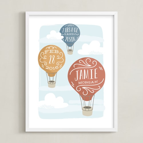 This is a rust personalized art for kids by Laura Hankins called up and away