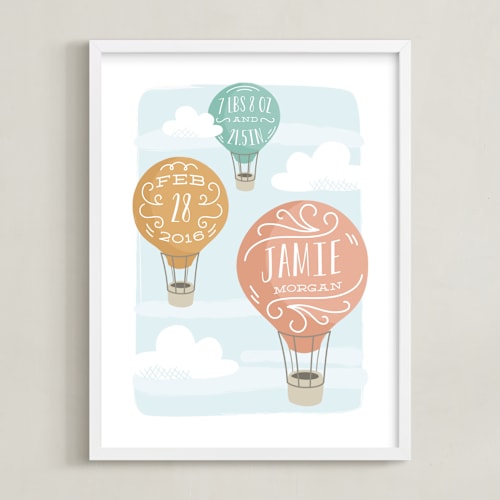 This is a melon personalized art for kids by Laura Hankins called up and away